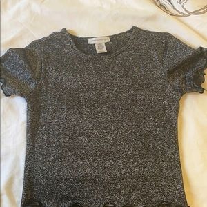 sheer sparkly short sleeved top